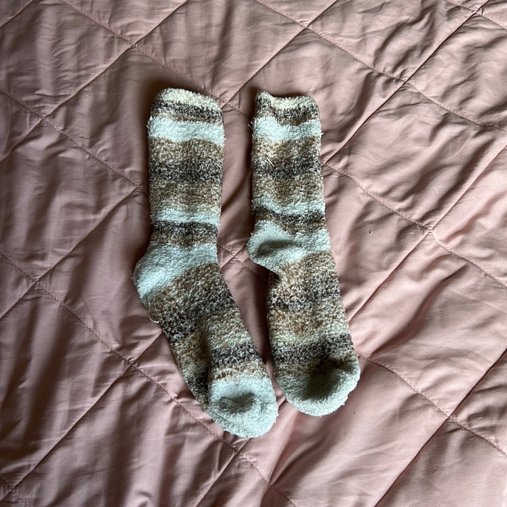 striped fuzzy socks